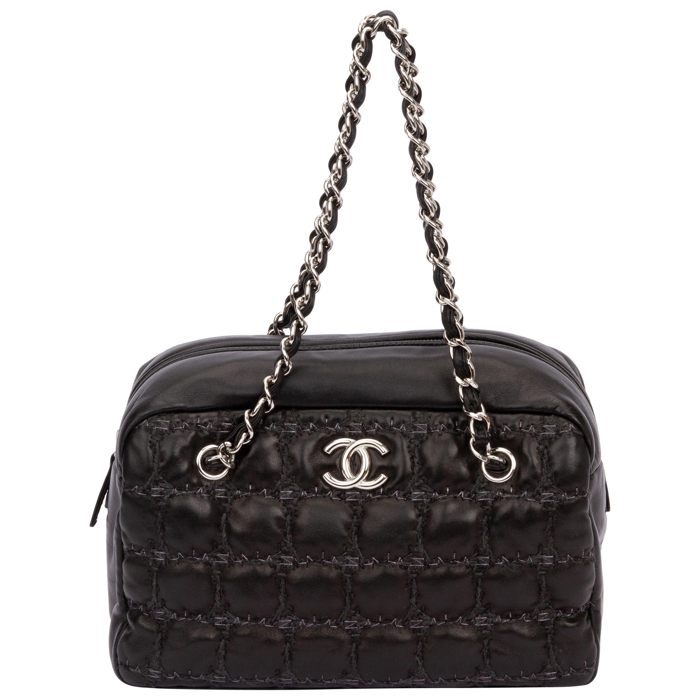 Chanel Tweed On Square Stitch Bubble Bag For Sale