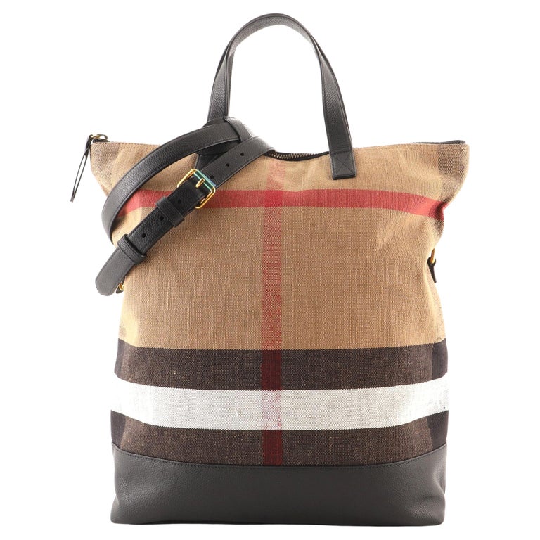 Burberry Armley Folding Messenger Mega Check Canvas with Leather Large For Sale at 1stDibs