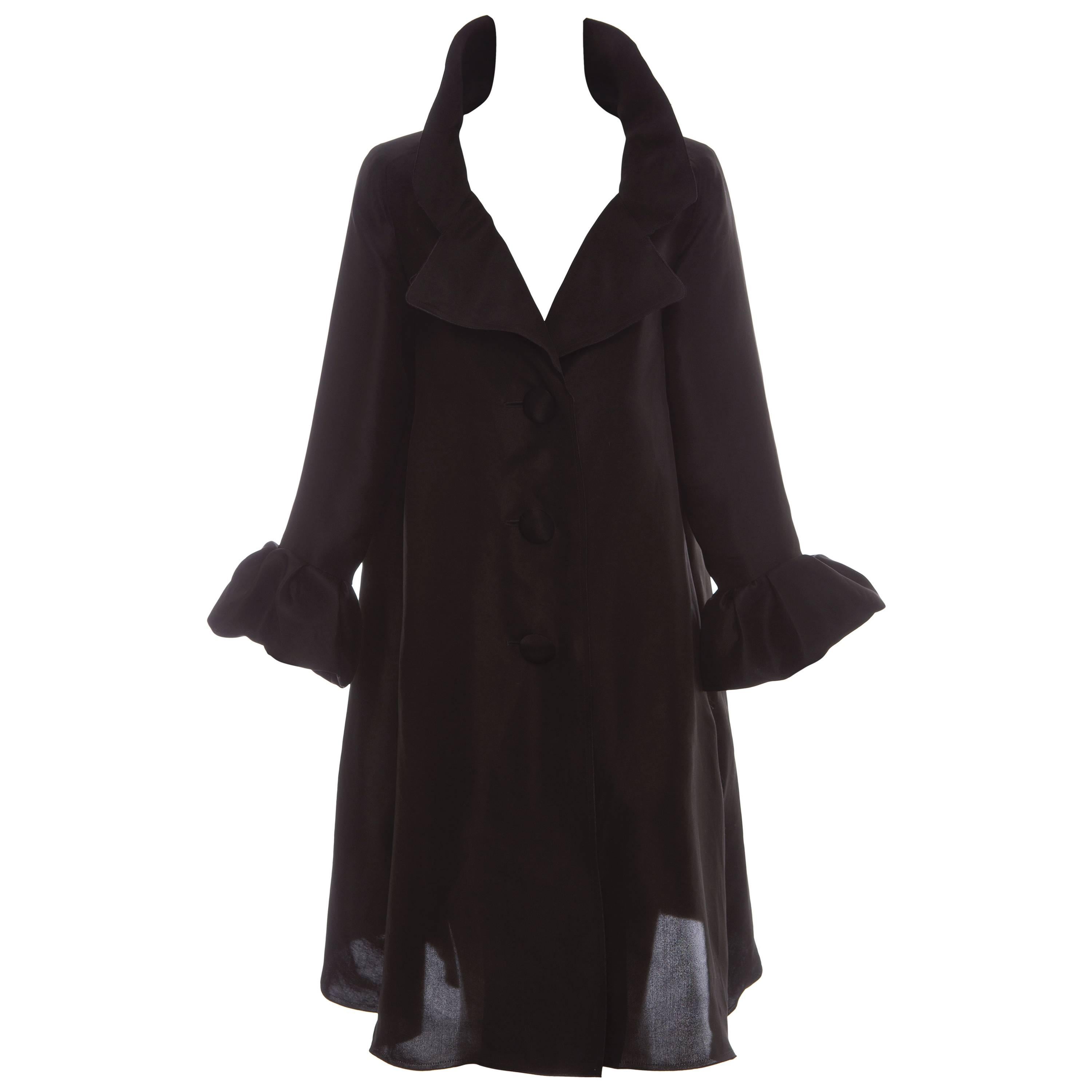    Alber Elbaz for Lanvin Black Silk Lightweight Evening Coat, Fall 2006 For Sale