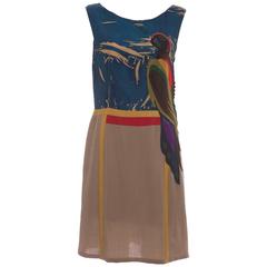 Prada Sleeveless Silk Dress With Applique Parrot Motif, Spring 2005