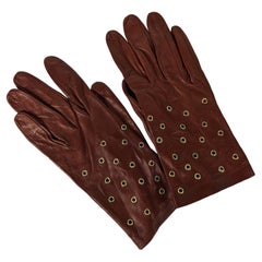 Retro Grommet Set Calf Leather Gloves