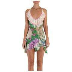 MORPHEW COLLECTION Mehrfarbiges Minikleid aus Baumwolle und gehäkelter Spitze