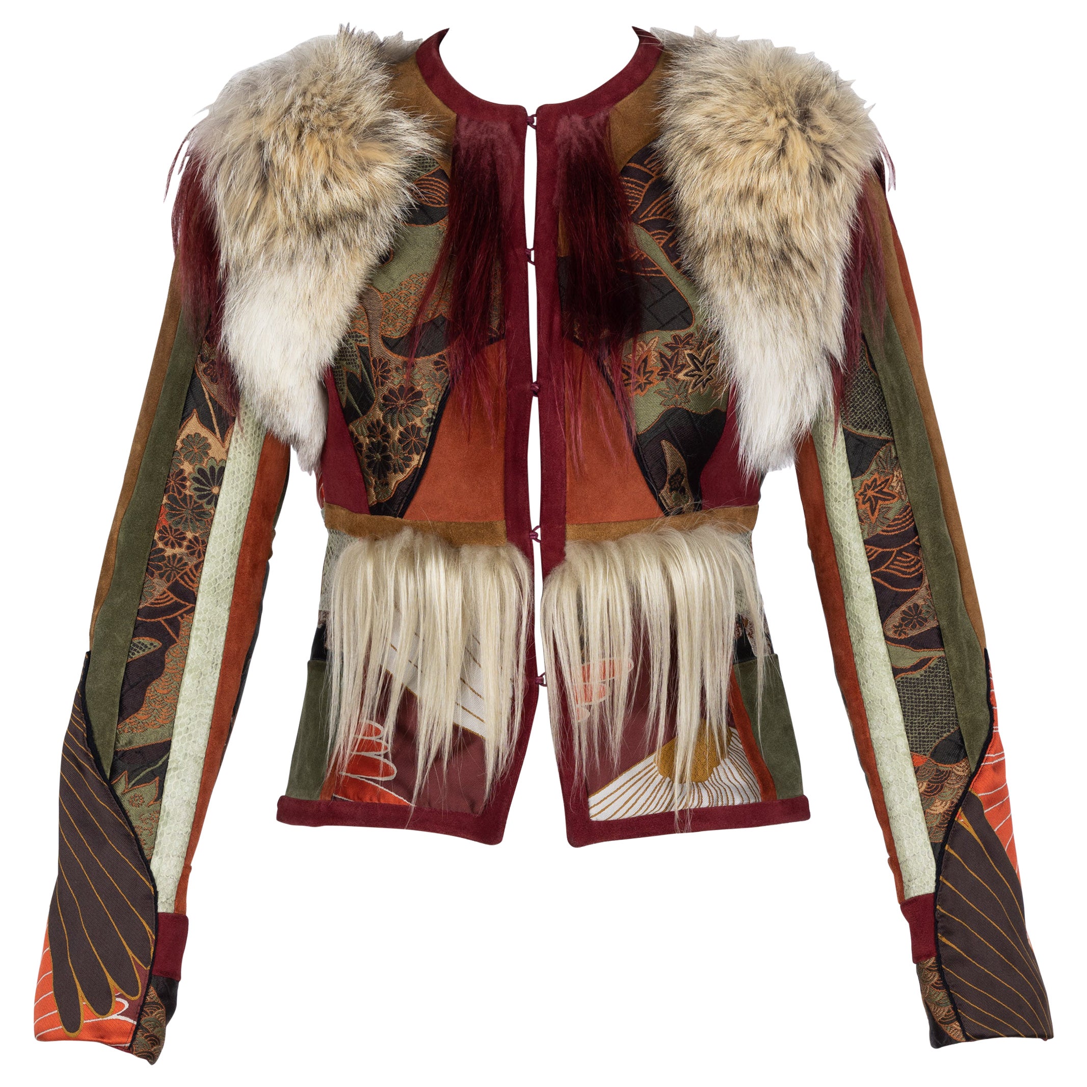 Gucci Tiger Embroidered Suede & Fur Jacket, 2015 For Sale