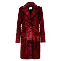 Verheyen London - Manteau imprimé léopard en fourrure de chèvre rouge rubis GB 10