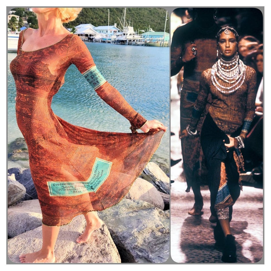 Jean Paul Gaultier Mesh Nomad Ethnic Tribal Aztec Tattoo Tatouages Indian Dress