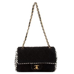 Chanel CC Flap Bag Quilted Shearling and Tweed Medium