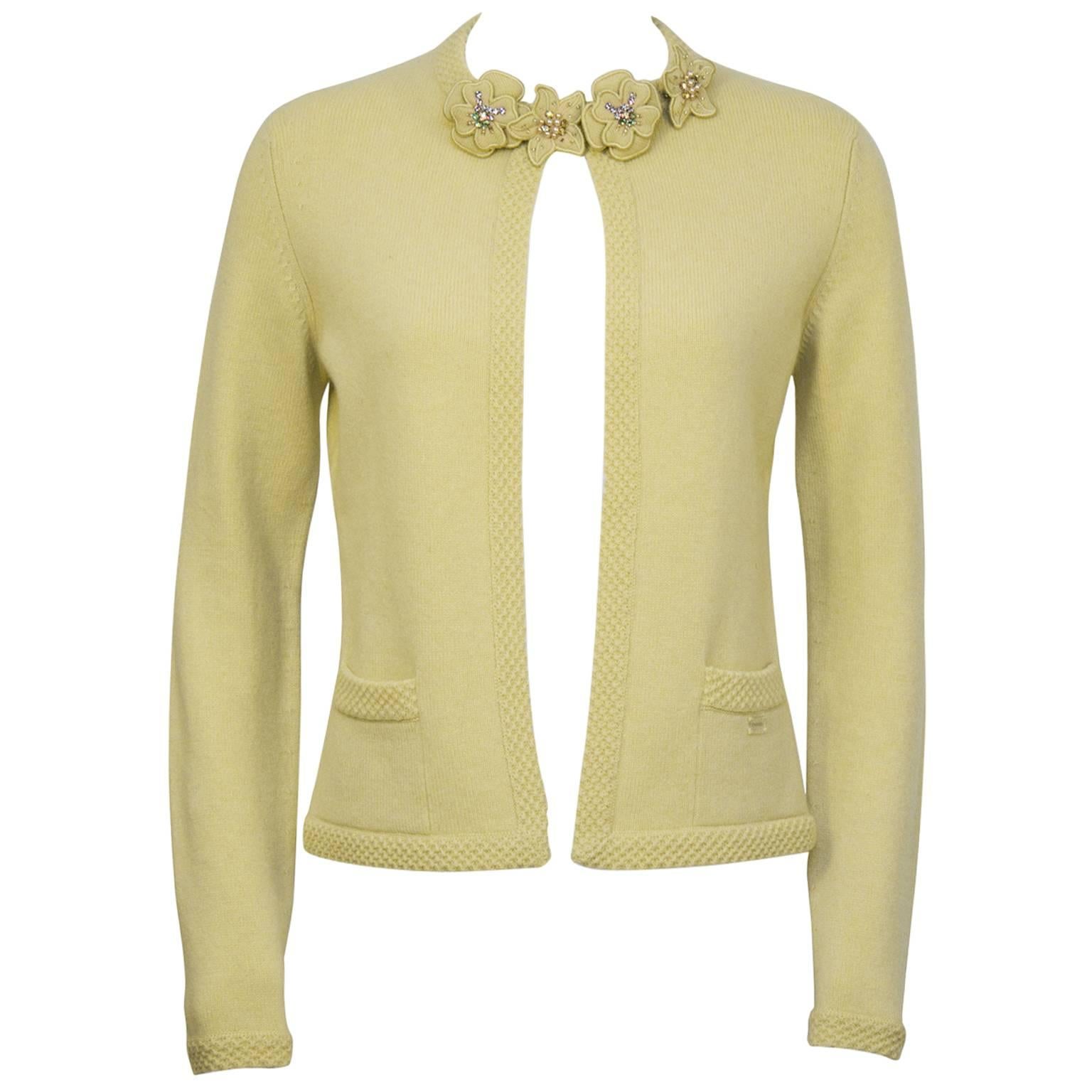 Spring 2005 Chanel  Butter Yellow Cashmere Cardigan