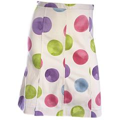 Vintage Moschino ' Cheap & Chic ' Ivory Polka Dot 1990s 90s A - Line Skirt 6