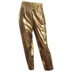 Awesome 1980s Gold Lame Vintage 80s Metallic Trousers / Pants Deadstock