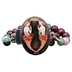 A.Jeschel Spectacular mixed Morganite, Tiger's eye and Jade beads bracelet.