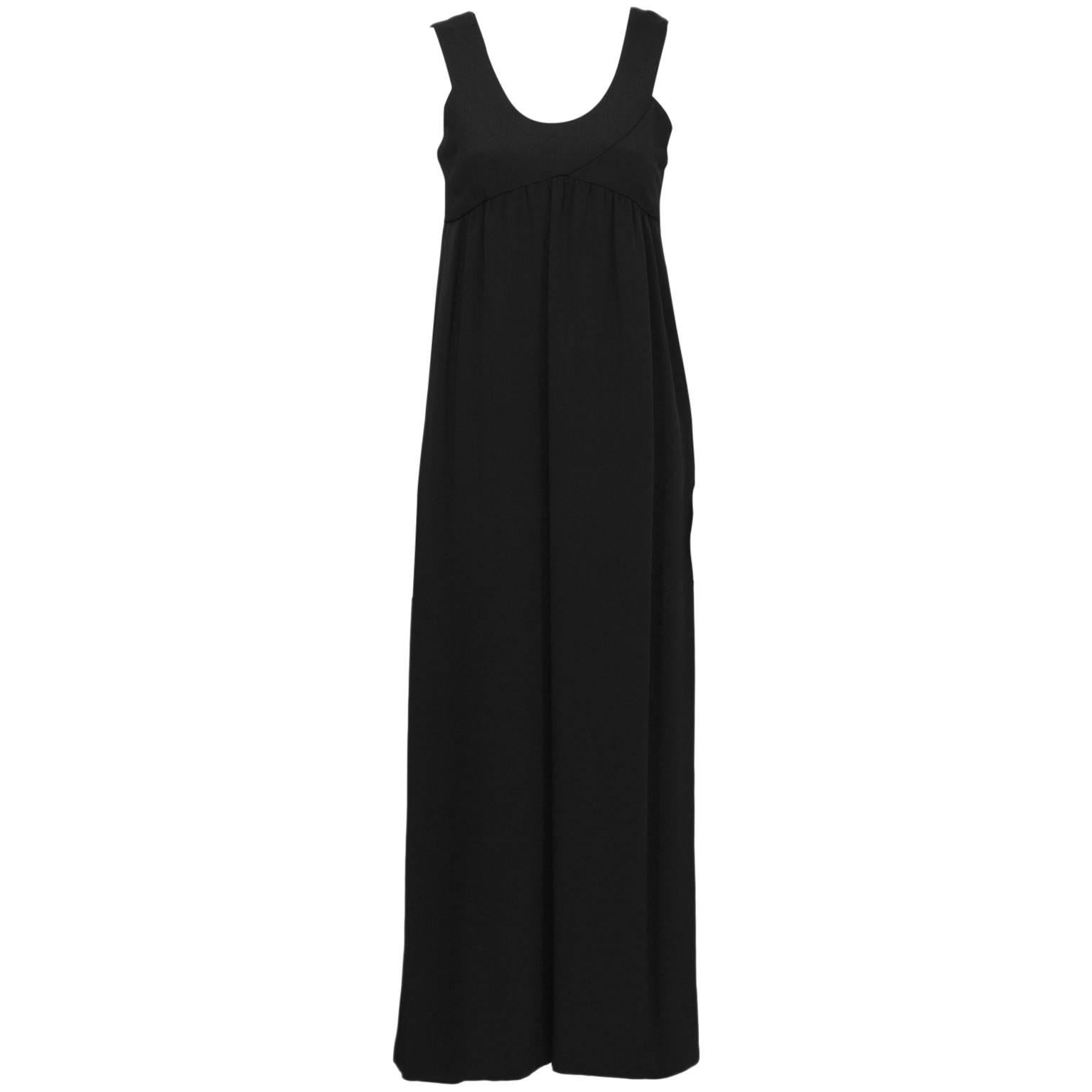 1970's Anonymous Simple Black Gown For Sale