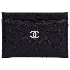 Chanel NIB Card Holder Black Silver