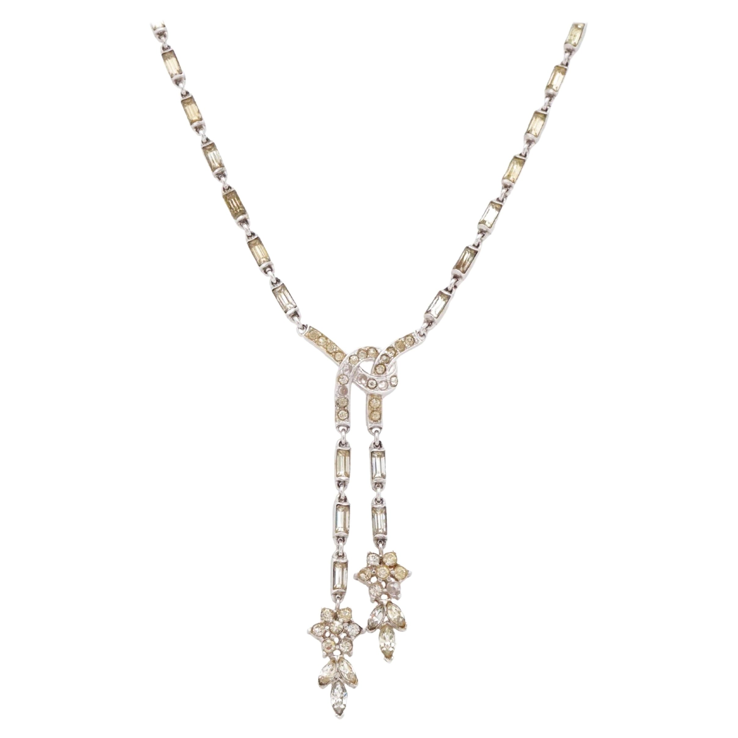 Choker-Halskette aus Baguette-Kristall mit Blumenquaste von Alfred Philippe Trifari, 1950er Jahre im Angebot
