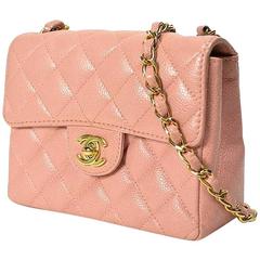 Vintage CHANEL milky pink caviar leather flap chain shoulder bag, classic 2.55.