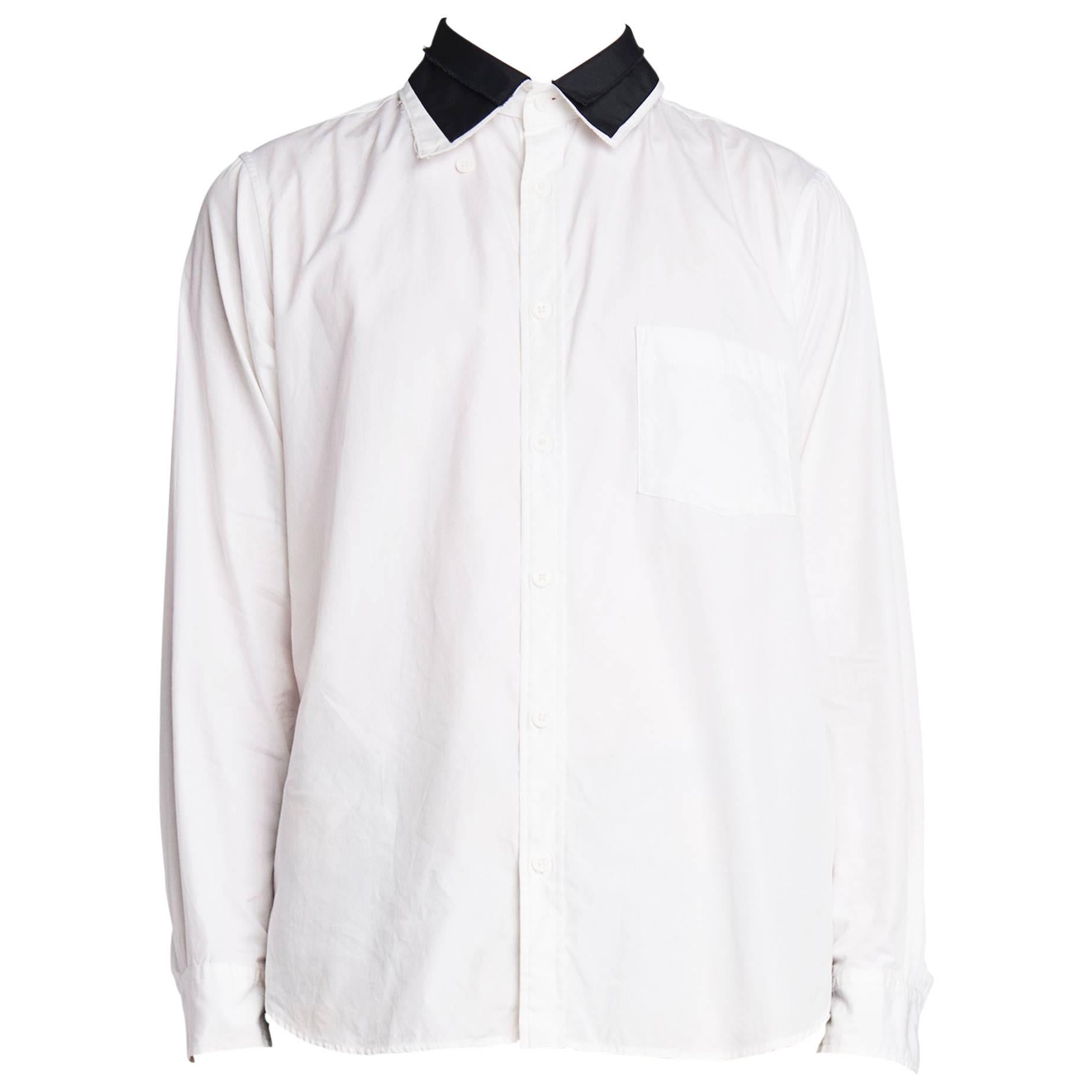 2011 Yohji Yamamoto Pour Homme white shirt with black collar For Sale