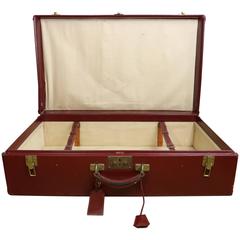 Vintage Hermes Red Box Calfskin Leather Trunk 