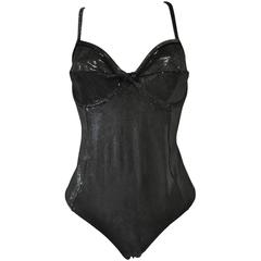 Sultry Sonia Rykiel Shimmery Black Python Print Bustier Swimsuit