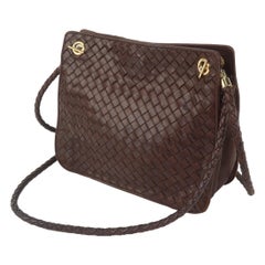 Bottega Veneta Brown Intrecciato Leather Shoulder Handbag, C.1980
