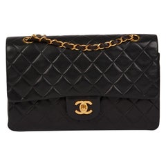 CHANEL Black Quilted Lambskin Vintage Small Classic Double Flap Bag