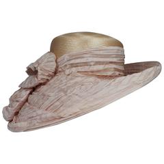 Peter Bettley London Blush Colored Asymmetrical Hat with Pink Silk Cover