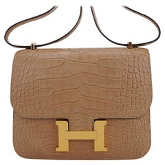 Hermes Constance Bag 18 Chai Matte Alligator Gold Hardware