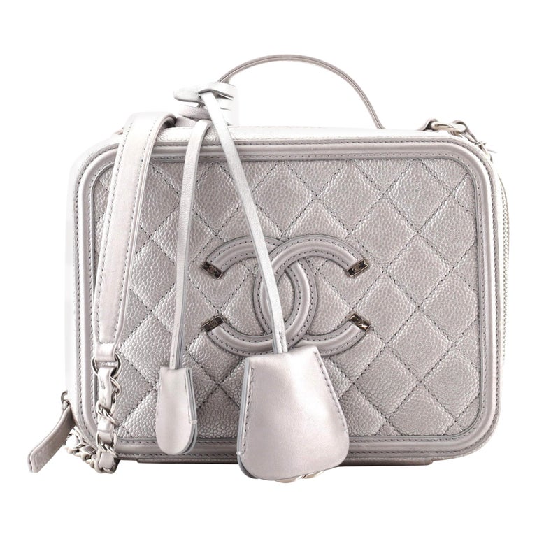 Chanel Filigree Vanity Case Quilted Caviar Medium at 1stDibs