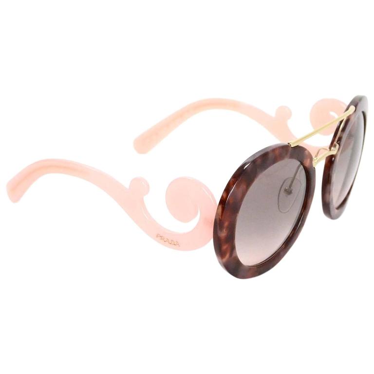 Prada Tortoise and Pink Baroque Sunglasses with Bar For Sale at 1stDibs | prada  baroque sunglasses pink