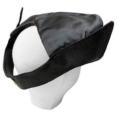 Black satin lady's beret with stitched wings- France Circa 1945