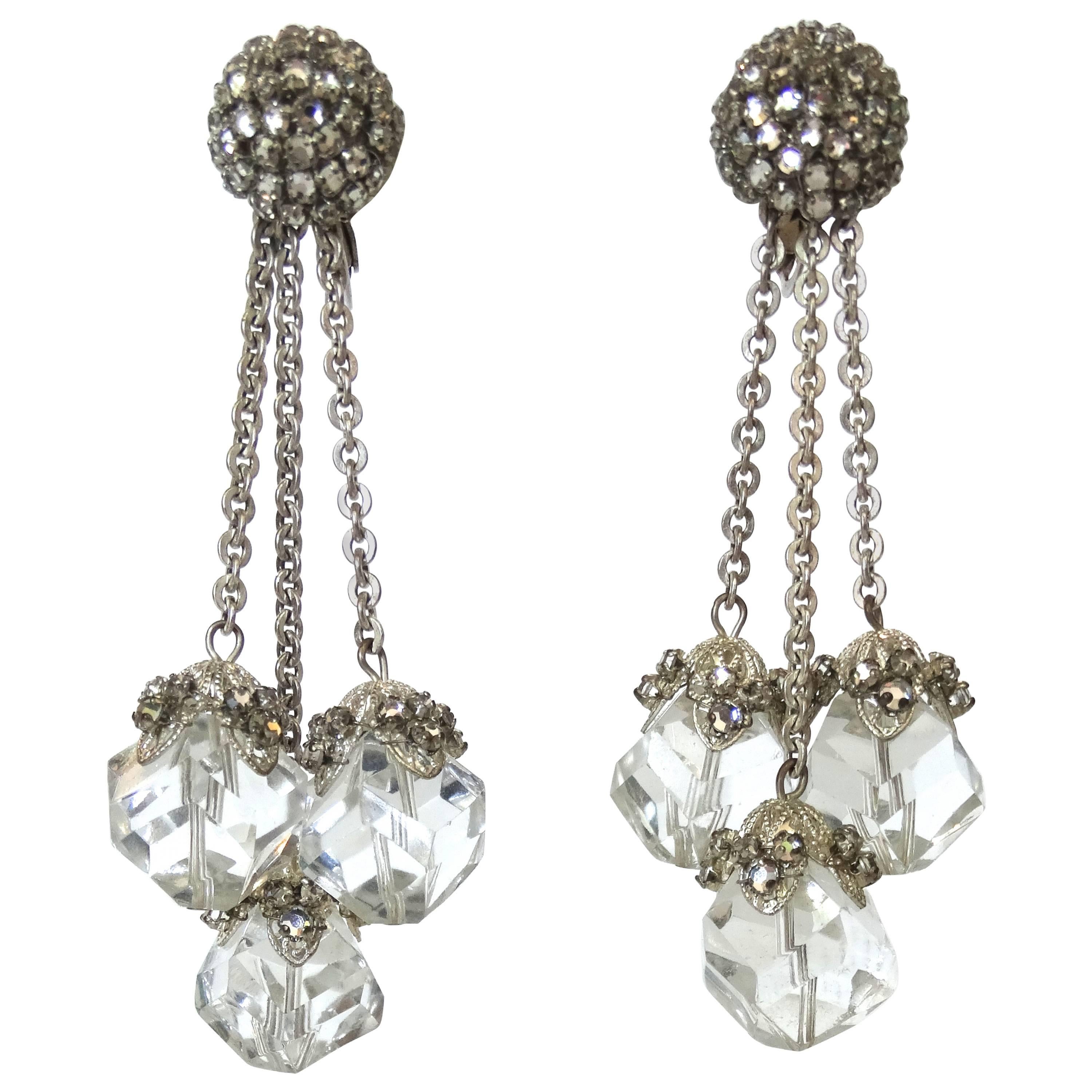 1950s Miriam Haskell Crystal Drop Earrings 