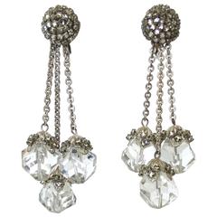 Retro 1950s Miriam Haskell Crystal Drop Earrings 