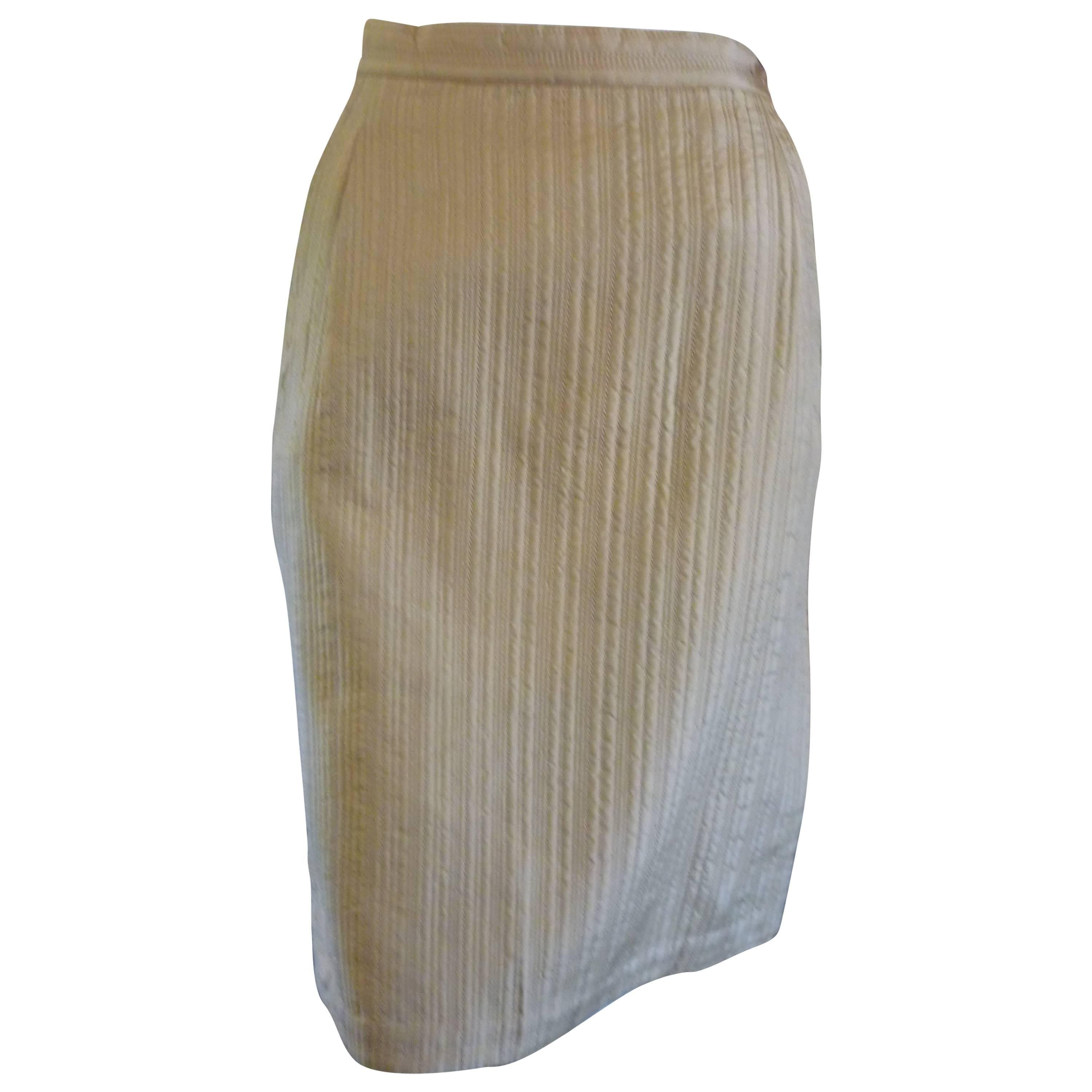 Issey Miyake Stitch Quilted Silk Skirt, 1990s 
