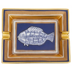 Hermès Vintage Ashtray Fish Blue/Gold