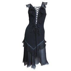 Vintage Christian Dior by John Galliano Plunge Lace Up Dress