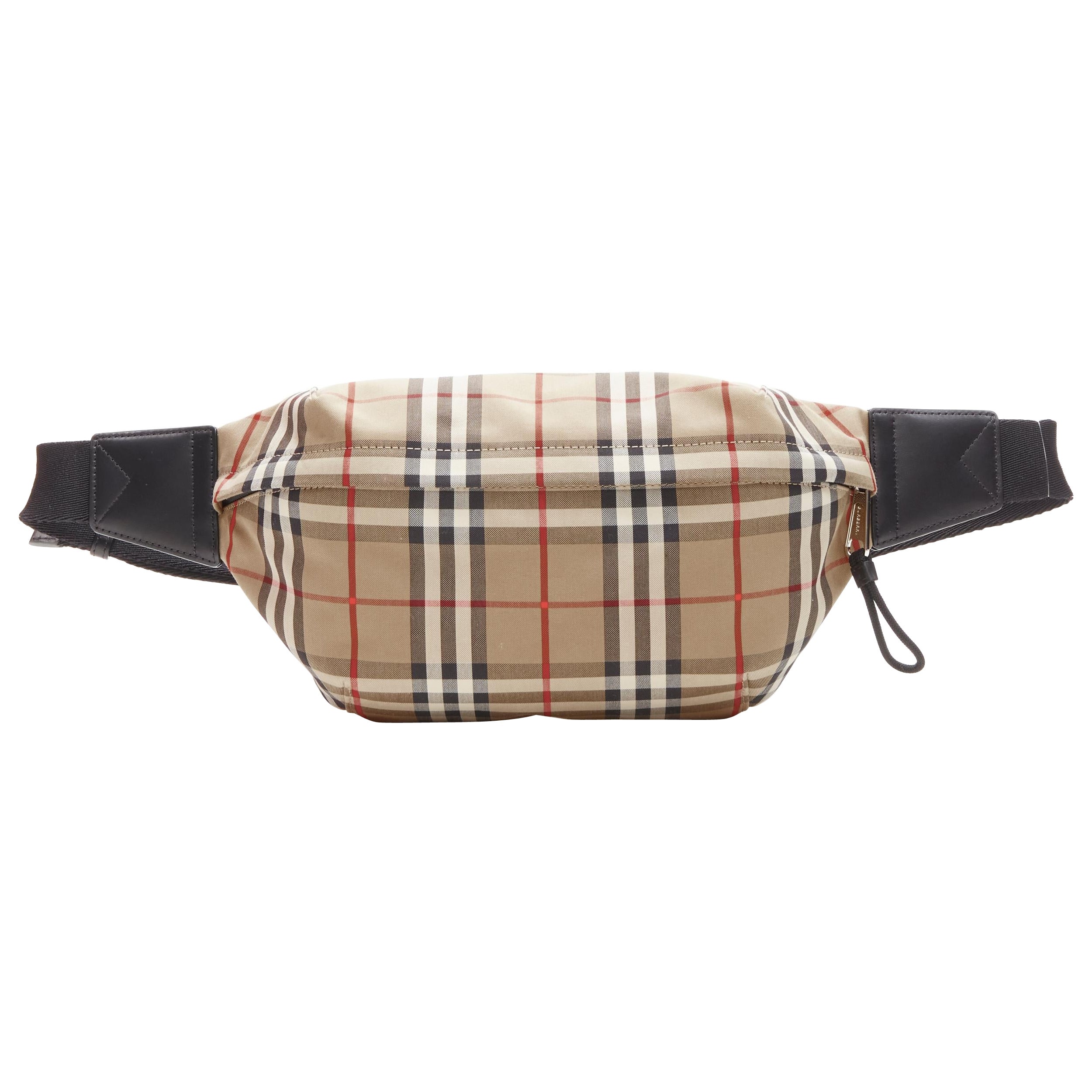 BURBERRY Econyl Signature House Check brown checkered zip bum bag crossbody For Sale