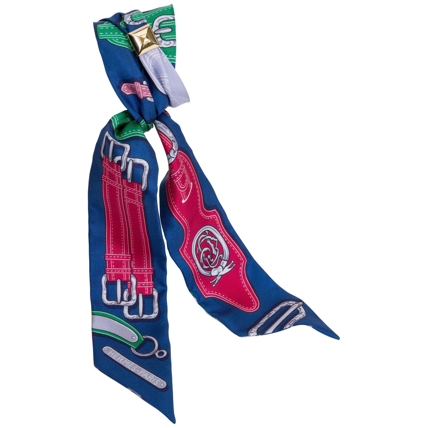 Hermès Blue Belts Twilly Medor Scarf For Sale at 1stdibs