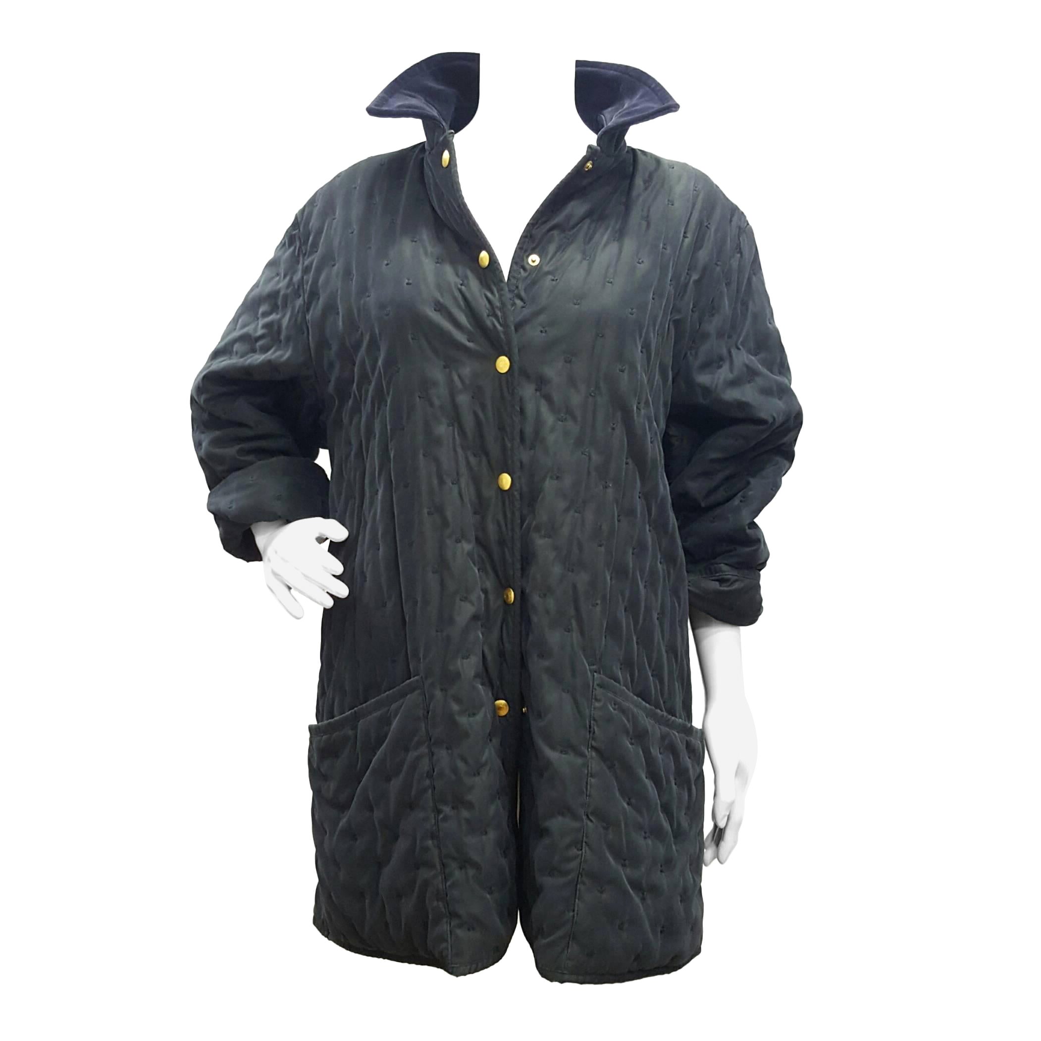 1970s Hermes wool black parka coat