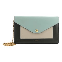 Celine Pocket Envelope Wallet on Chain Leather Medium