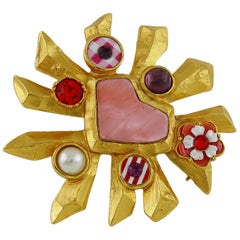 Christian Lacroix Vintage Iconic Radiant Heart Jewelled Brooch
