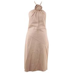GUCCI Pink Nude Leather HALTERNECK DRESS Runway 1999 TOM FORD Era SIZE 42 3