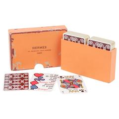 HERMES Vintage 2 Decks FRENCH PLAYING CARDS Draeger Freres w/ Orange Box