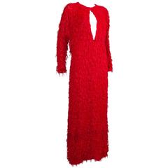 Chloé red fringed silk evening dress, C. 2014