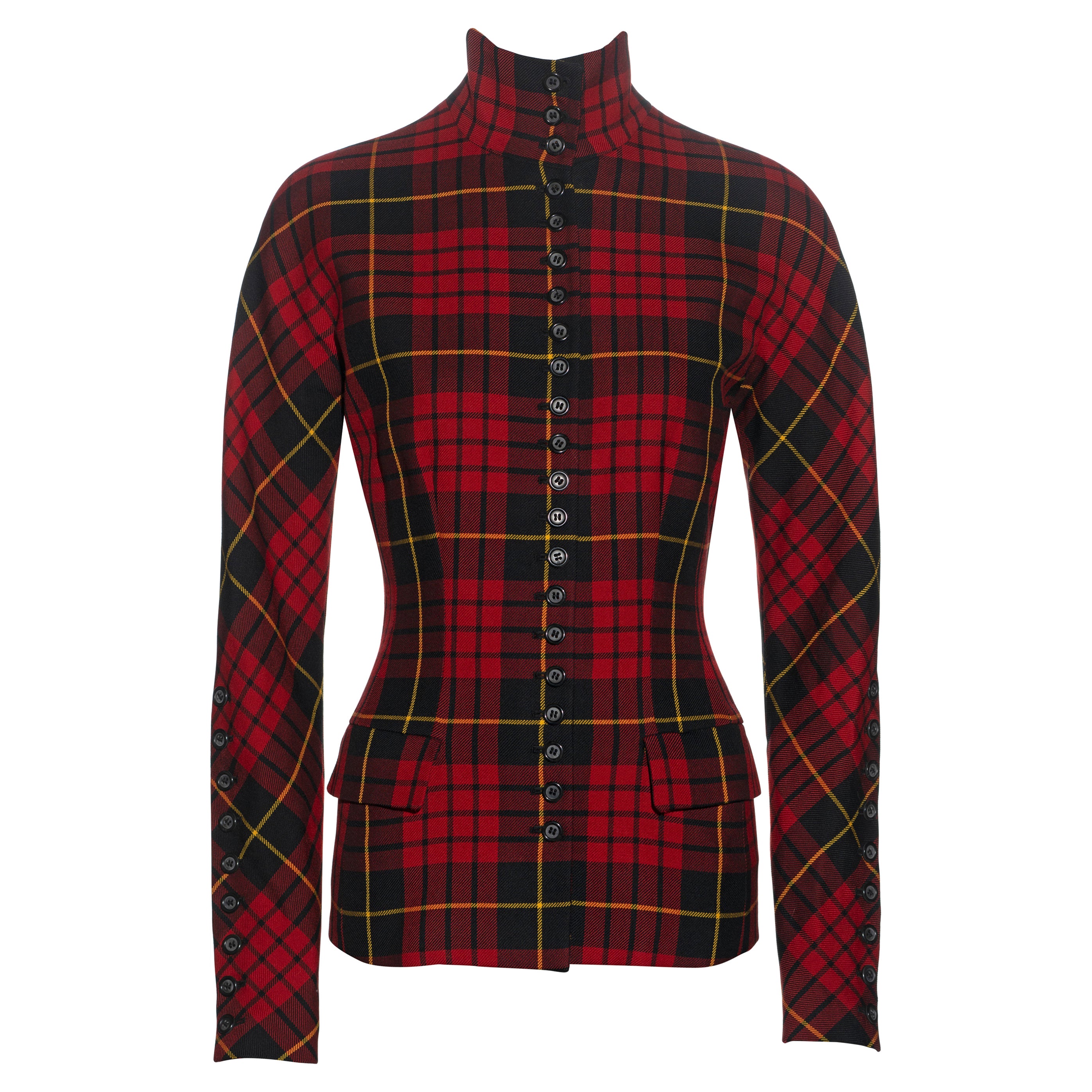 Alexander McQueen red tartan wool 'Joan' jacket, fw 1998