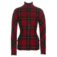 Alexander McQueen red tartan wool 'Joan' jacket, fw 1998