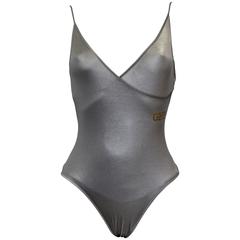 Stunning Silver Gianfranco Ferre Gold Monogram Swimsuit