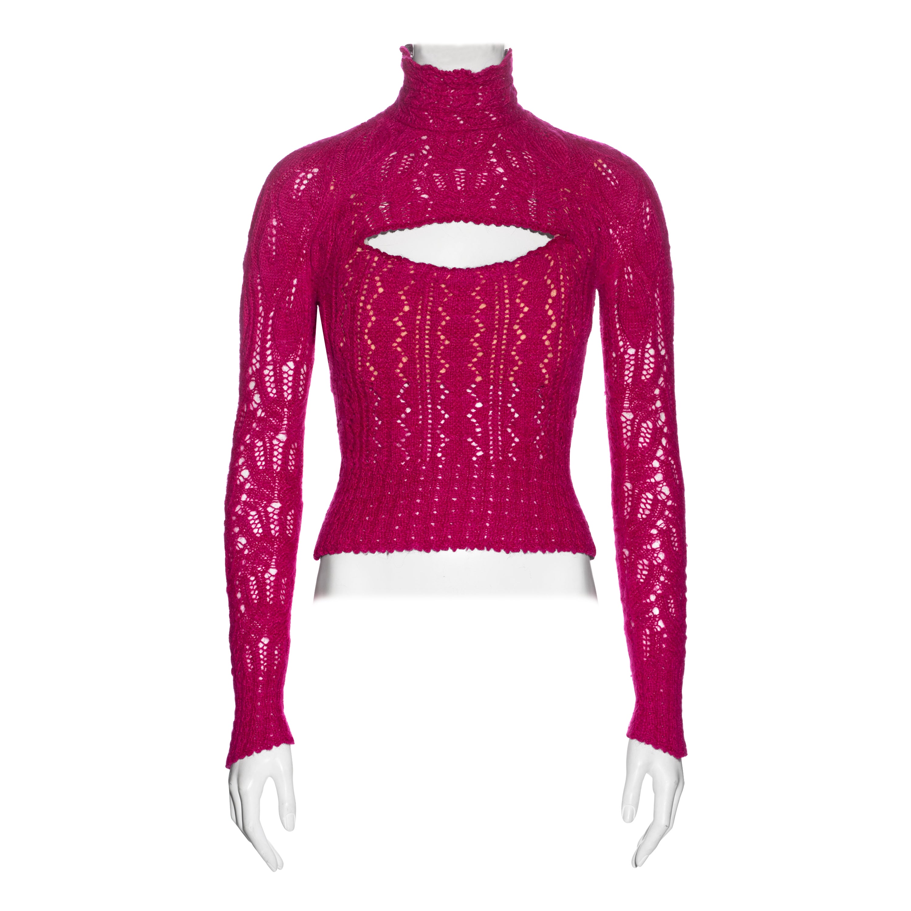Vivienne Westwood pink knitted Angora wool corset sweater, fw 1993 For Sale