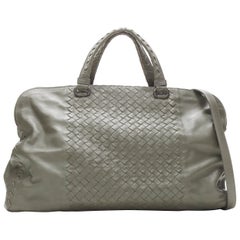 BOTTEGA VENETA graue Intrecciato Dreifach-Umhängetasche aus geflochtenem Leder mit Reißverschluss