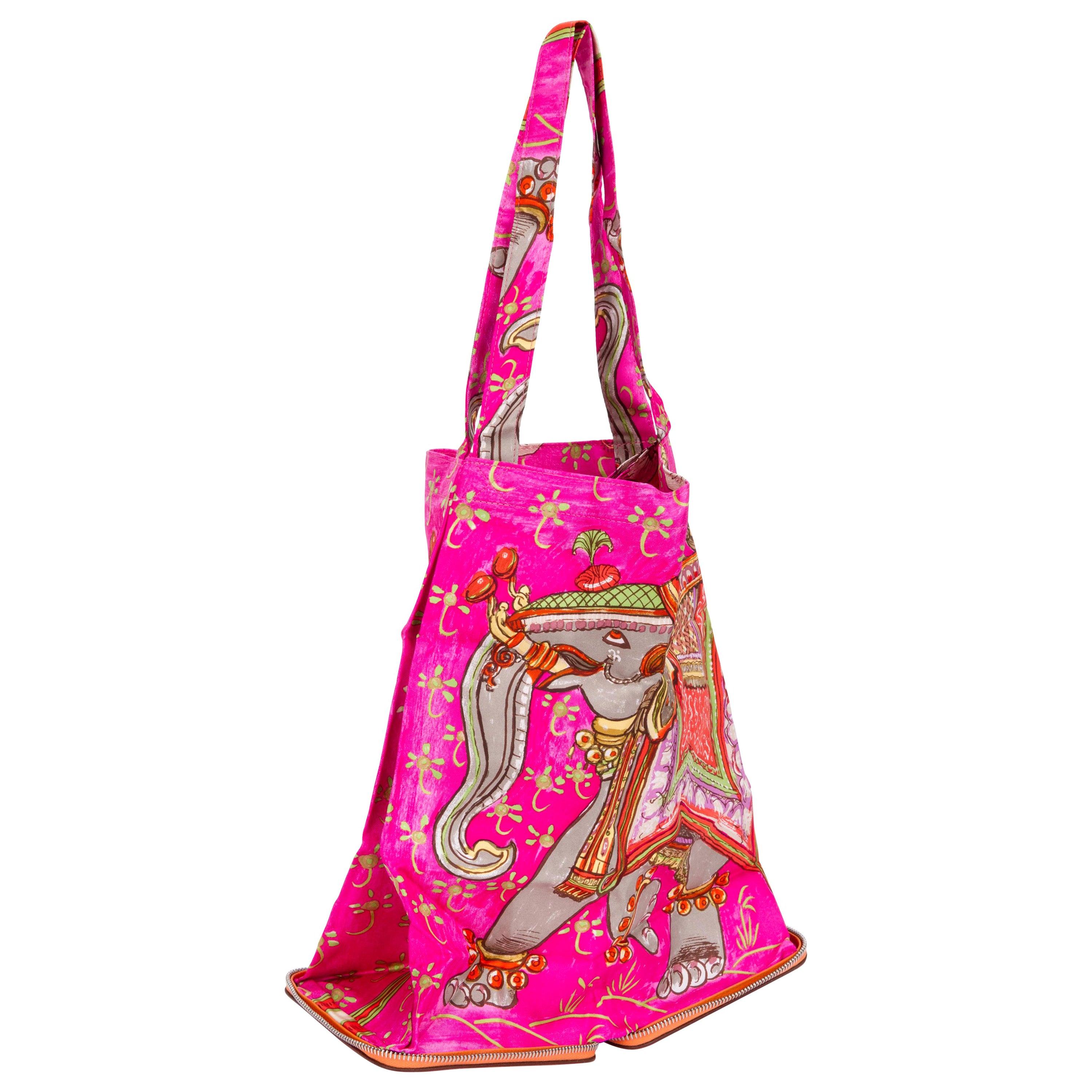 Hermes Orange Hot Pink Silky Pop Bag For Sale