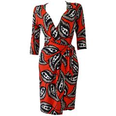 Contemporary Diane von Furstenberg Leaf Print Silk Wrap Dress 2