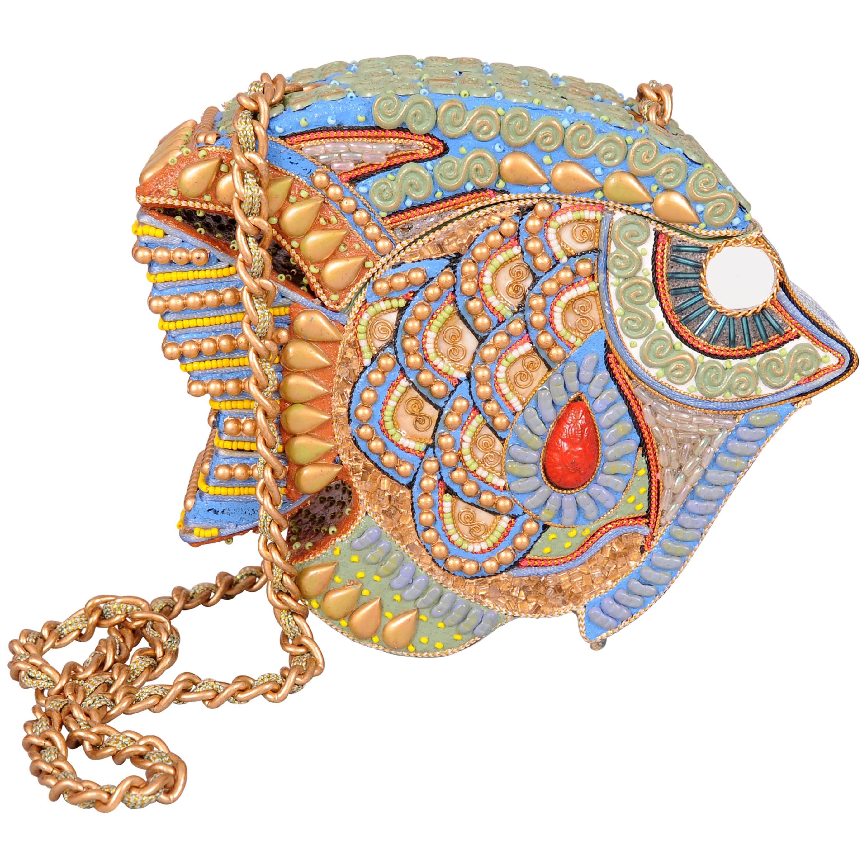 Beautifully Embellished Fish Shaped Shoulder Bag