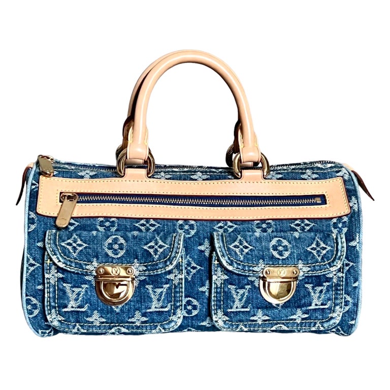 UNWORN Louis Vuitton by Marc Jacobs Blue Denim Jeans Speedy Bag For Sale at 1stDibs